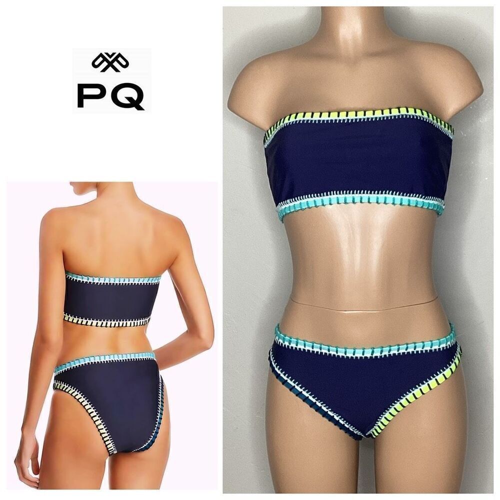 NEW. PILYQ NAVY PLATINUM BIKINI. M-top/S-bottom. Retails. $179.